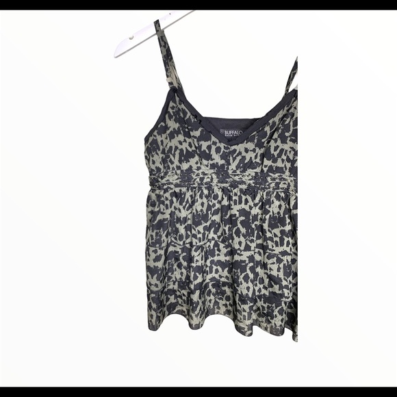BUFFALO David Bitton Babydoll Tiered Spaghetti Strap Tank Black/Grey Size Small - Picture 3 of 11